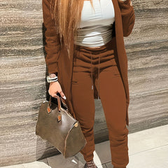  Solid Long Sleeve Coat & Joggers Set