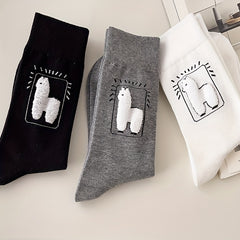 6 Pairs Alpaca Print Socks Women's Mid Tube Stockings