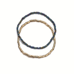Ocean Beach Beaded Anklet Set with Mini Rice Beads