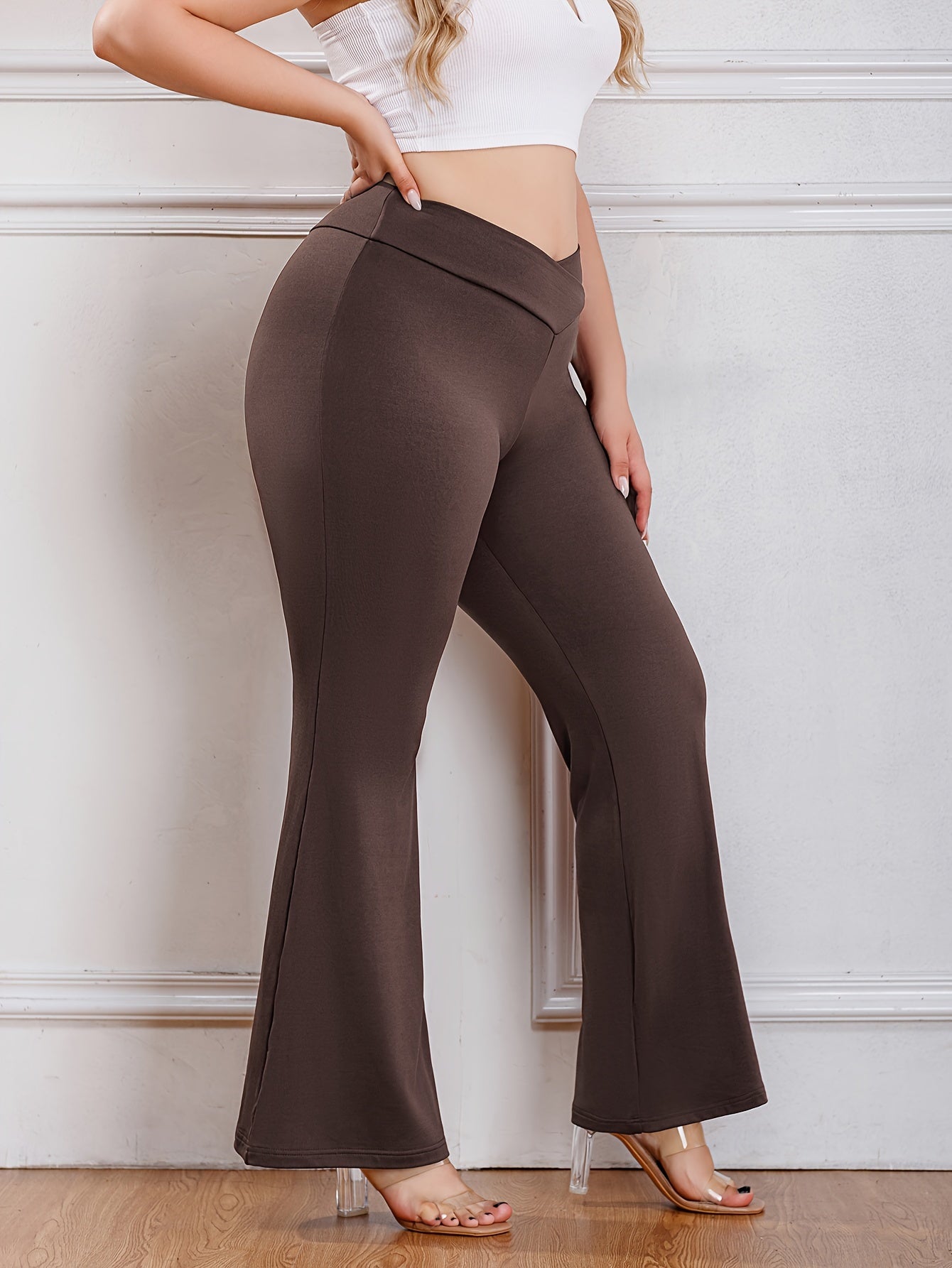  High Rise Flared Leg Trousers
