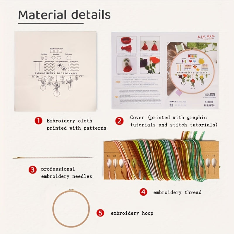Floral Embroidery Starter Kit for Beginners - Cross Stitch Kit