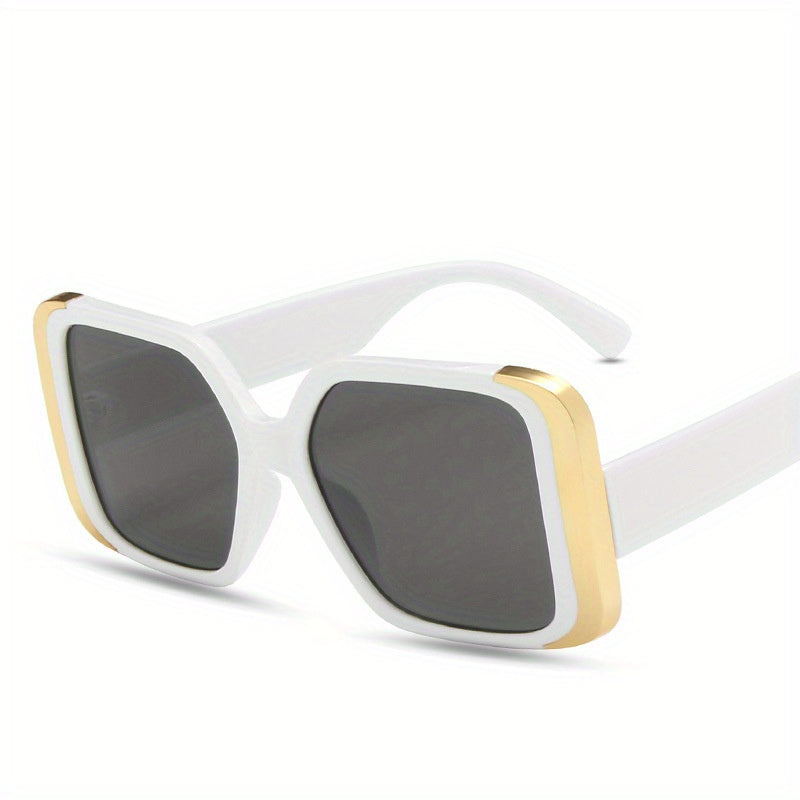 Square Frame Sunglasses Vintage Oversized Flat Top Eyewear UV Blocking