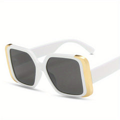 Square Frame Sunglasses Vintage Oversized Flat Top Eyewear UV Blocking
