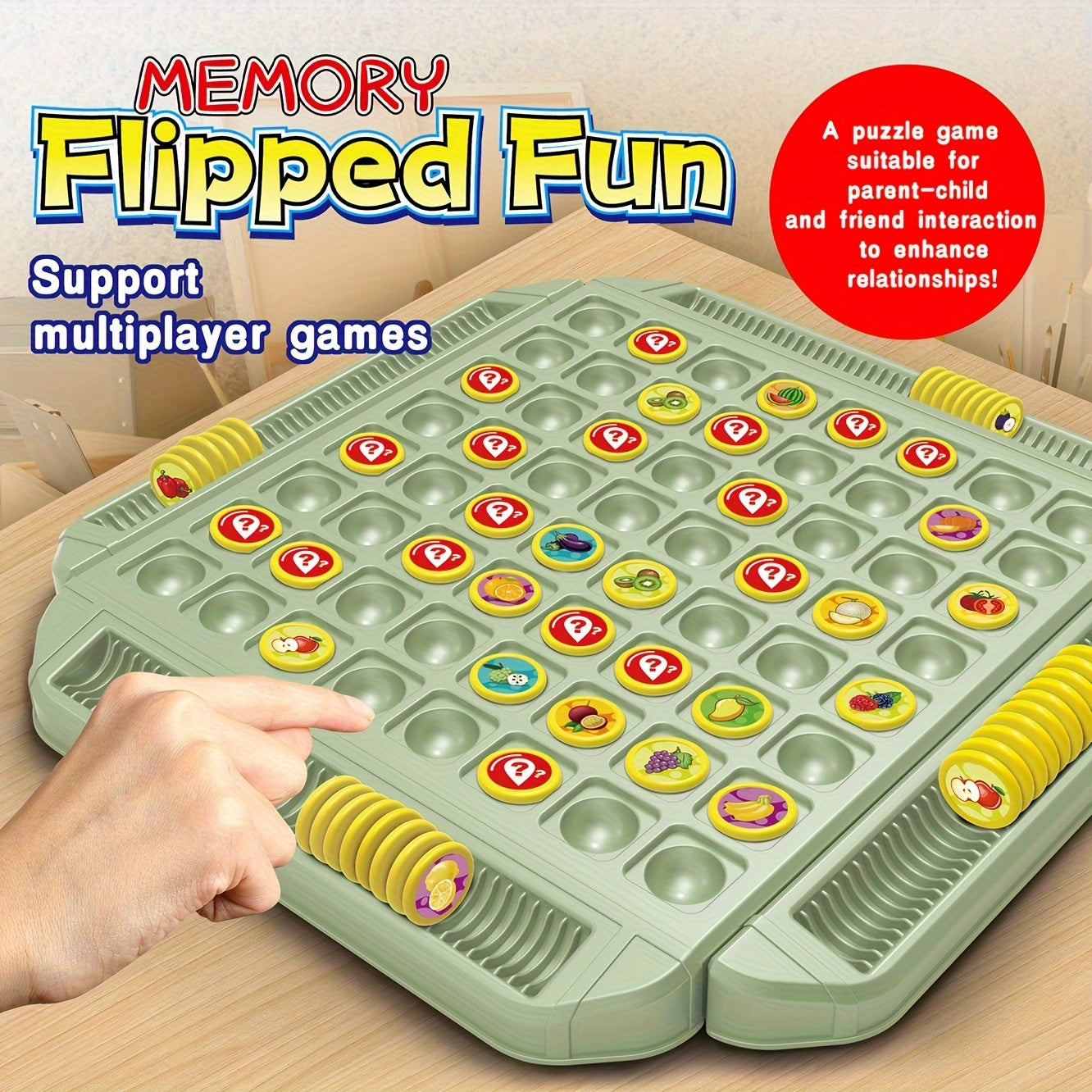 Colorful Fruit Memory Board Game Interactive Puzzle Toy with DIY Stickers