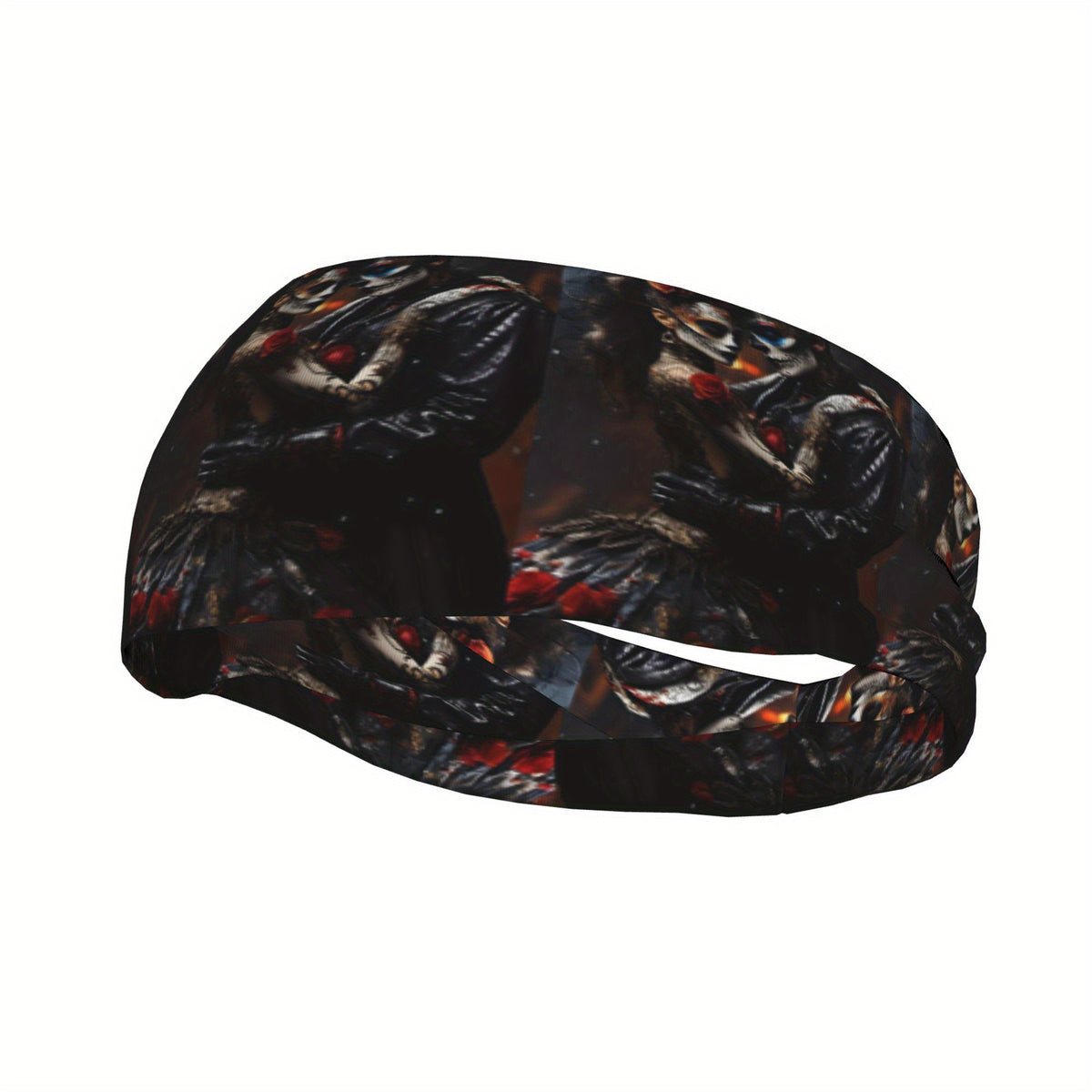 Skull & Floral Sports Headband Sweat Wicking Stretchy Polyester Yoga Gym