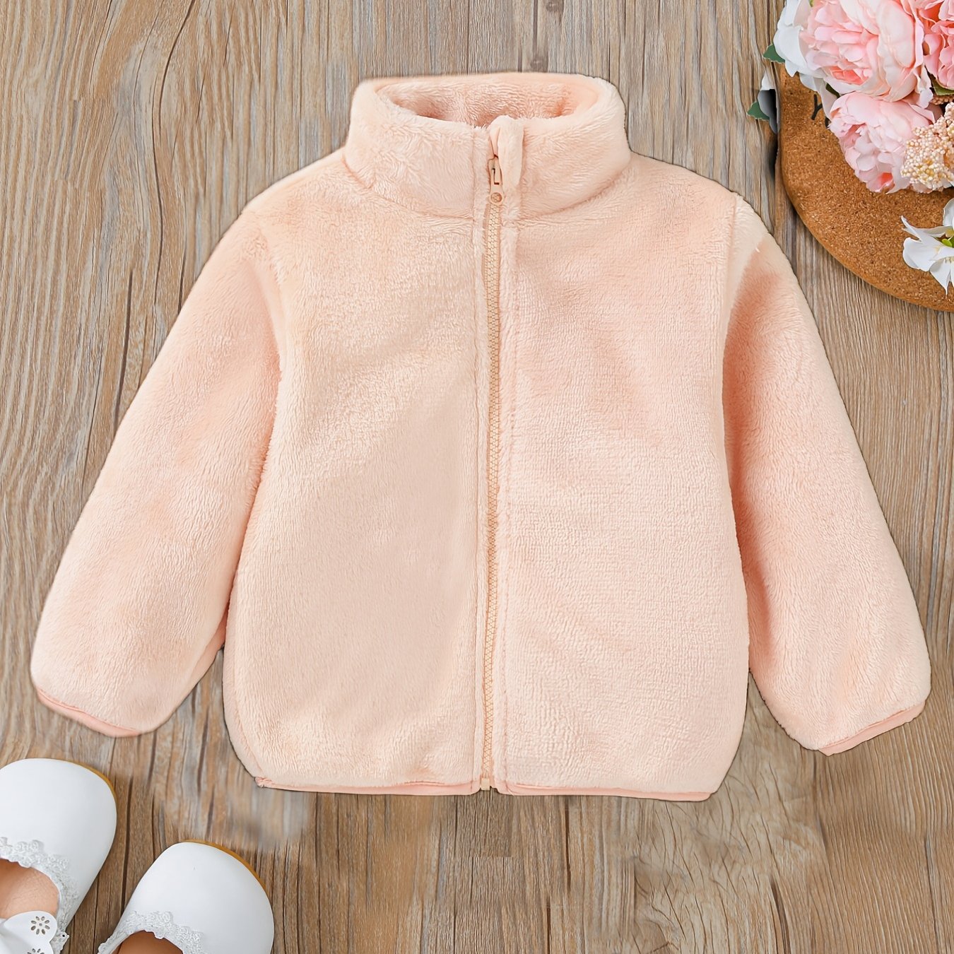 Baby Girls Fleece Thermal Jacket Zip up Collar Outerwear