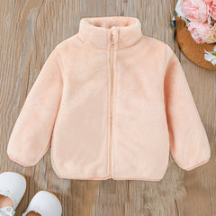Baby Girls Fleece Thermal Jacket Zip up Collar Outerwear