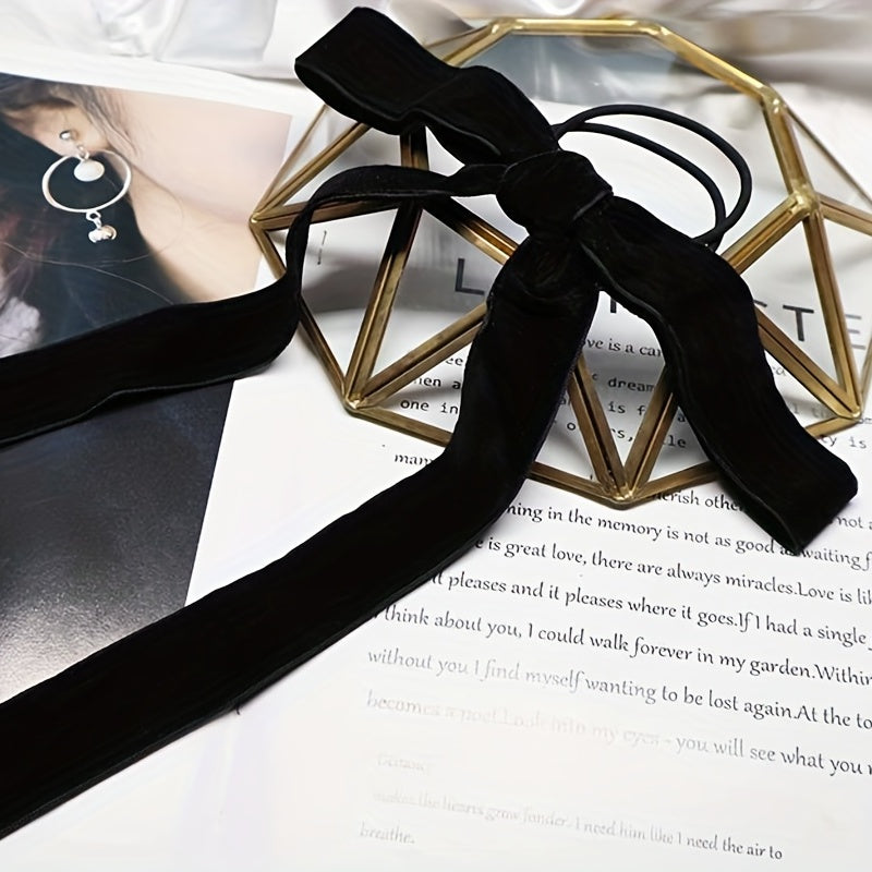 Velvet Ribbon Hair Tie with Bow Knot
