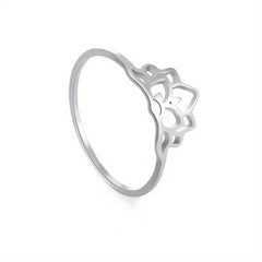 Lucky Nine Petal Lotus Ring Stainless Steel Classic Finger Ring Gift