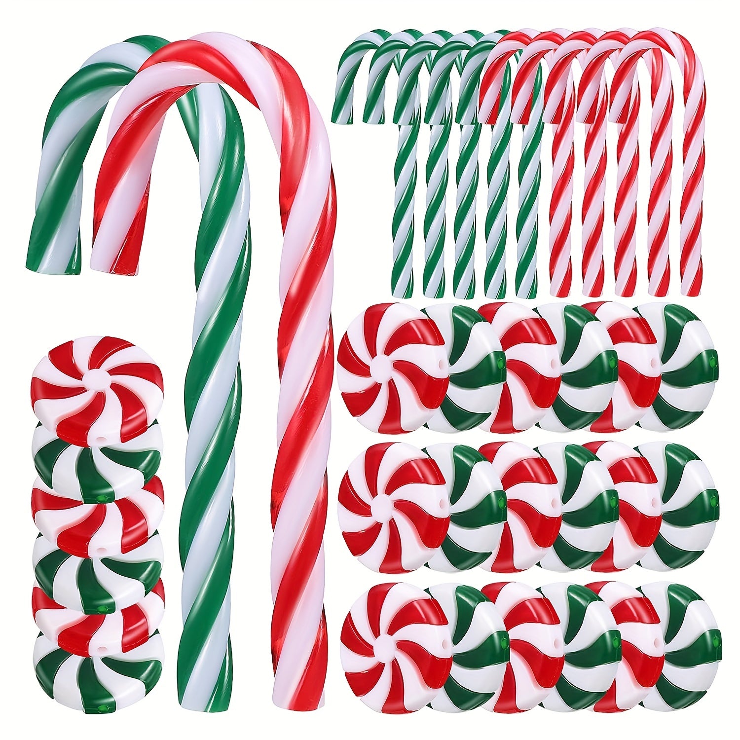 20pcs Christmas Acrylic Candy Cane Decoration Set Red Green Candy Windmill