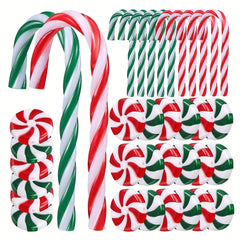 20pcs Christmas Acrylic Candy Cane Decoration Set Red Green Candy Windmill