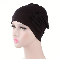 Pleated Turban Cap Head Scarf Women Ramadan Hijab Chemo Hat