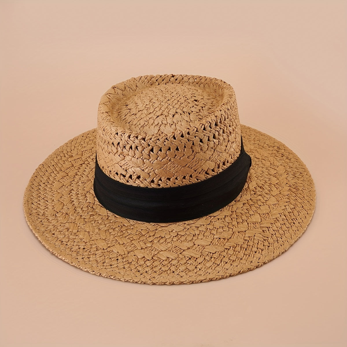 Straw Hat UV Protection Flat Brim Beach Vacation Top Hat