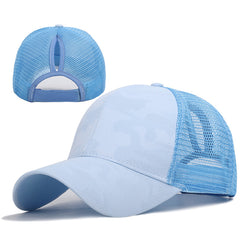 Camouflage Mesh Ponytail Baseball Cap Women Sun Hat