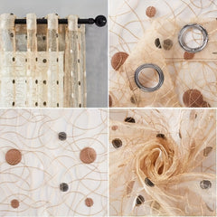 Modern Embroidered Curtains Coffee Dot Tulle Home Decor