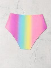 Colorblock Ombre Ruched Bikini Bottoms