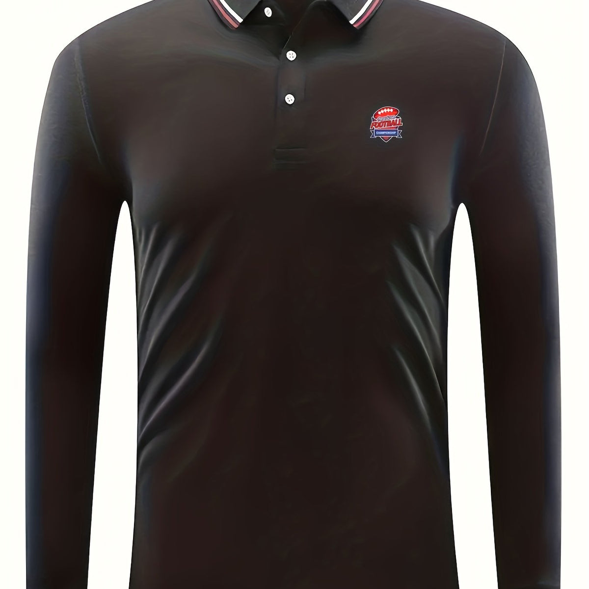 Football Print Men's Casual Button Up Long Sleeve Polo Shirt
