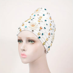 Turban Cap Faux Pearl Rhinestone Headscarf Hijab