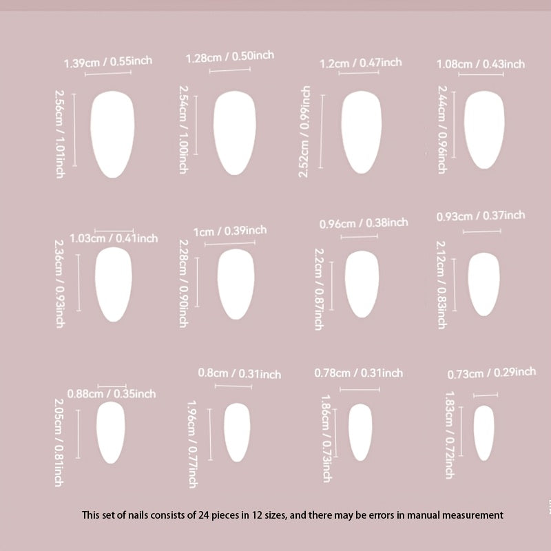 24pcs Silvery & Milky Gentle Style Nail Art Sheets False Nail Stickers