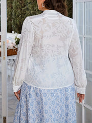  Floral Button Up Lantern Sleeve Blouse
