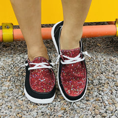 Sequins Slip On Colorblock Canvas Shoes Lightweight Casual Daily Shoes