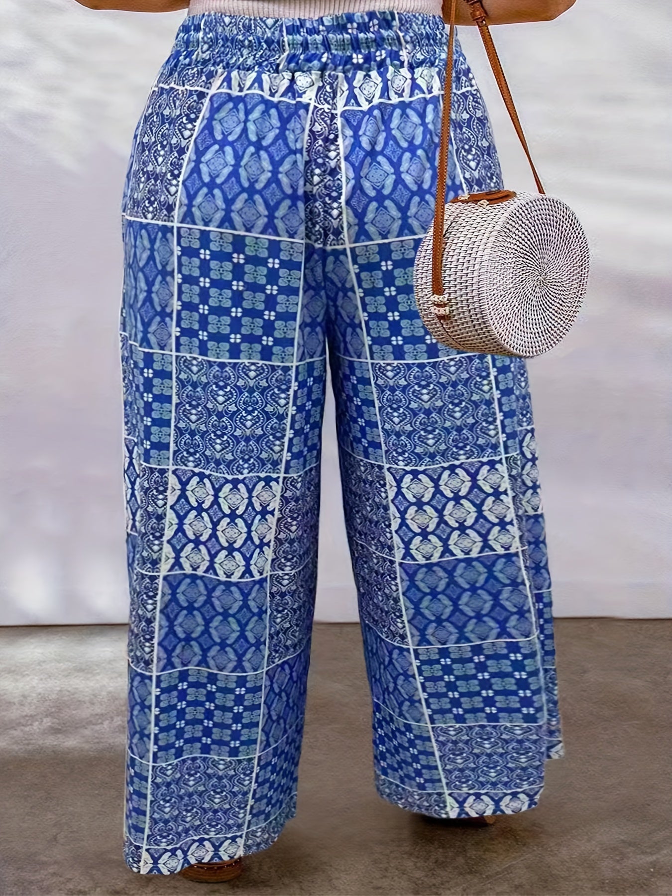 Floral Paisley Print Drawstring Pants