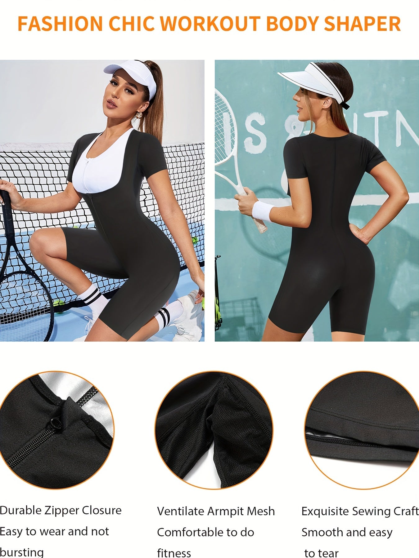 Women's Body Slimming Sauna Jumpsuit with Zipper
