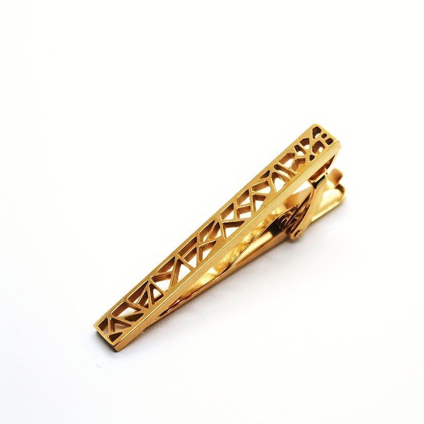 Stainless Steel Hollow Tie Clip Men's Business Gift Wedding Tie Clip
