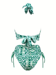 Criss Cross Halter Neck Bikini Set Backless Tie Side High Cut 2PC Swimsuit