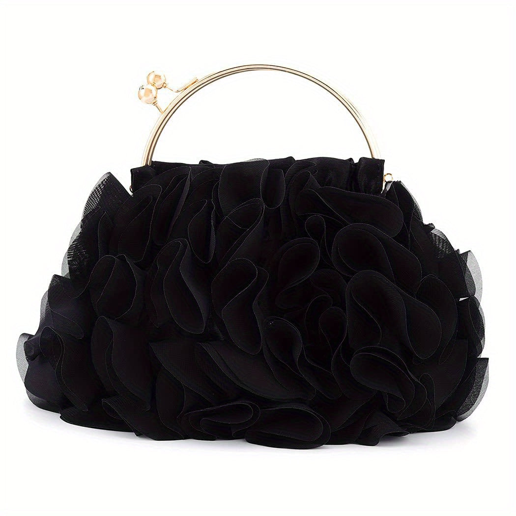 Satin Flower Evening Bag Wedding Party Prom Handbags
