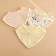 3pcs Baby Organic Cotton Soft Absorbent Detachable Bibs Baby Bandana Gauze