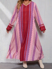  Ethnic Abaya Dress V Neck Maxi Jalabiya Dress