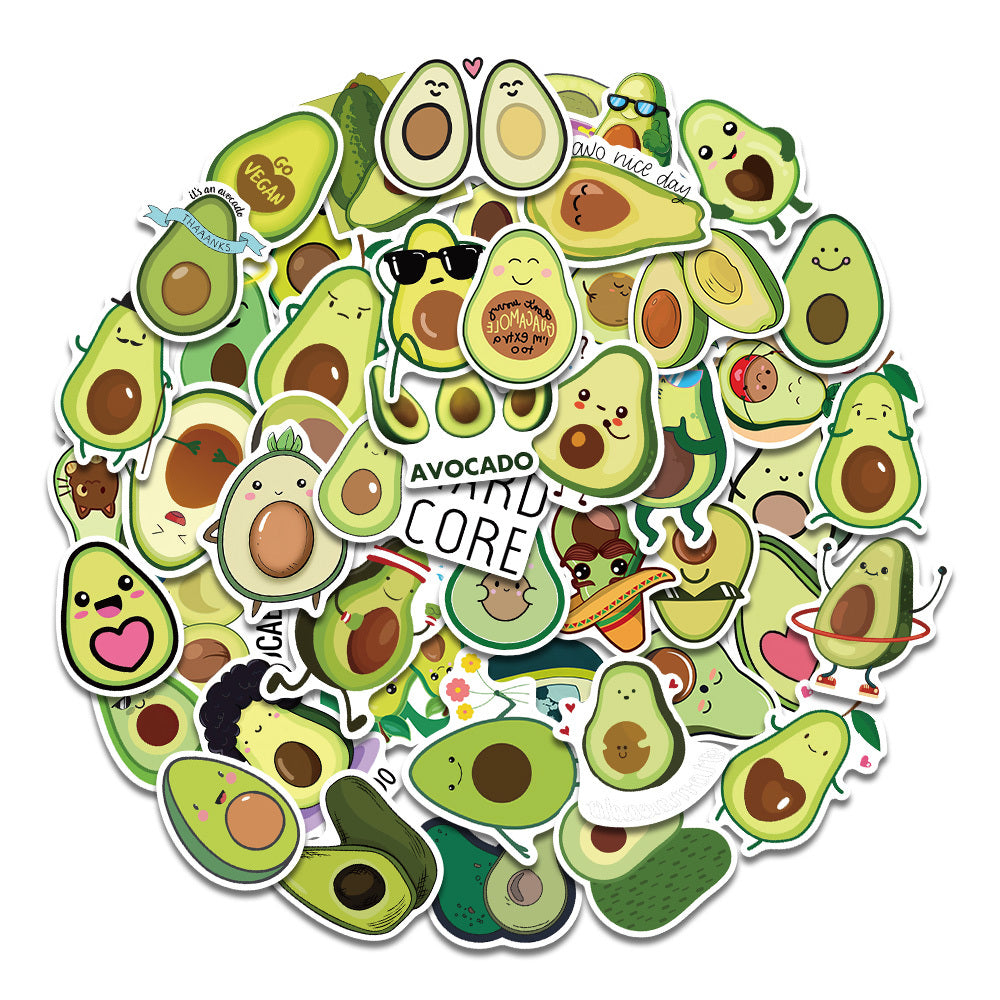 50pcs Cartoon Avocado Waterproof Stickers for Phone Notebook Decoration