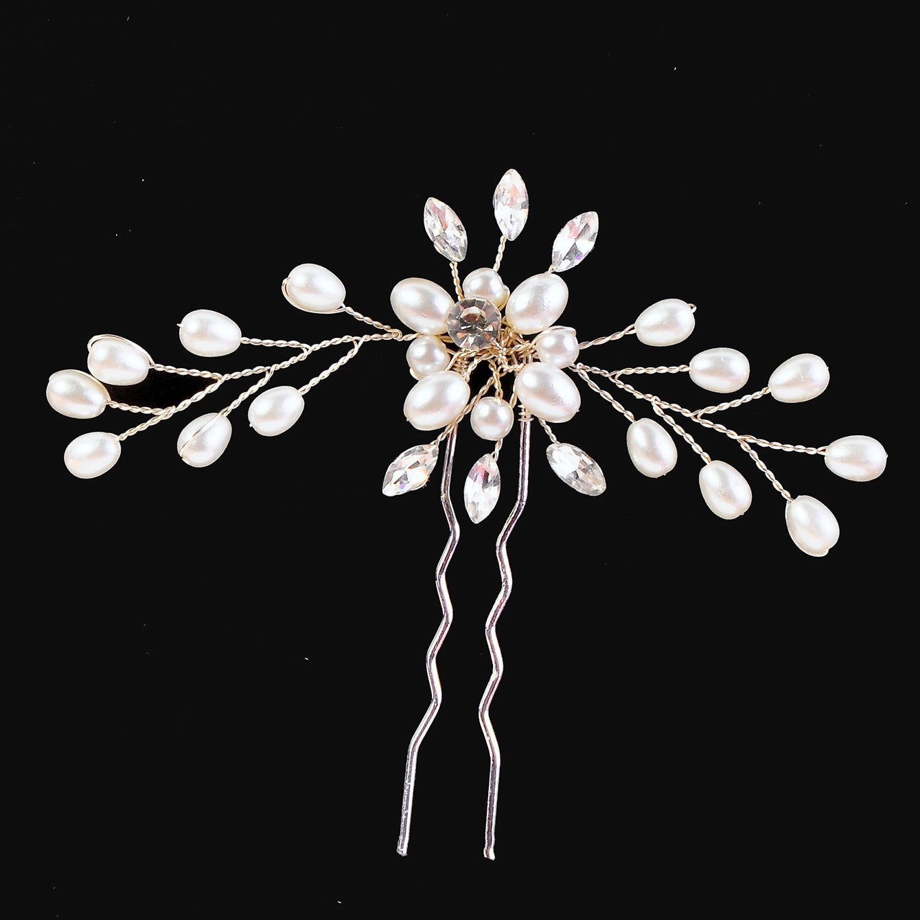 Crystal & Pearl Bridal Hairpin Wedding Hair Clip
