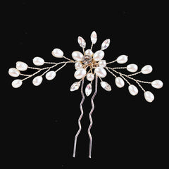Crystal & Pearl Bridal Hairpin Wedding Hair Clip