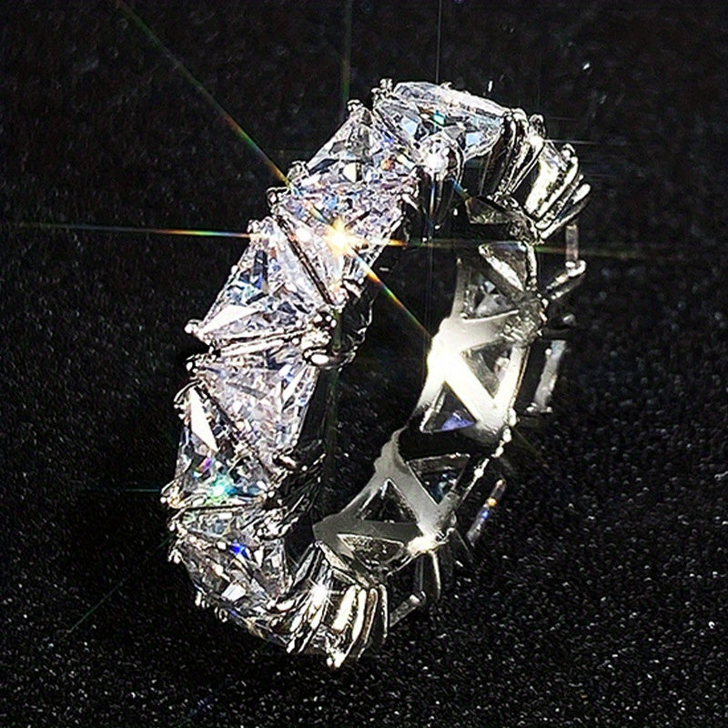 Triangle Zircon Ring 18k Plated Promise Ring for Female