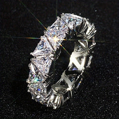 Triangle Zircon Ring 18k Plated Promise Ring for Female