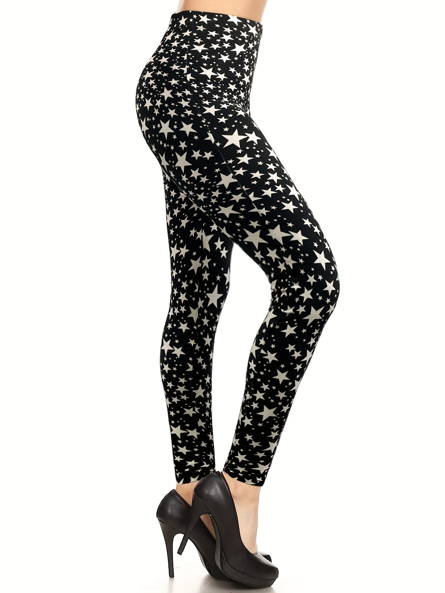 Star Print Skinny Leggings Women's Clothing