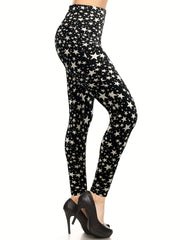 Star Print Skinny Leggings Women's Clothing