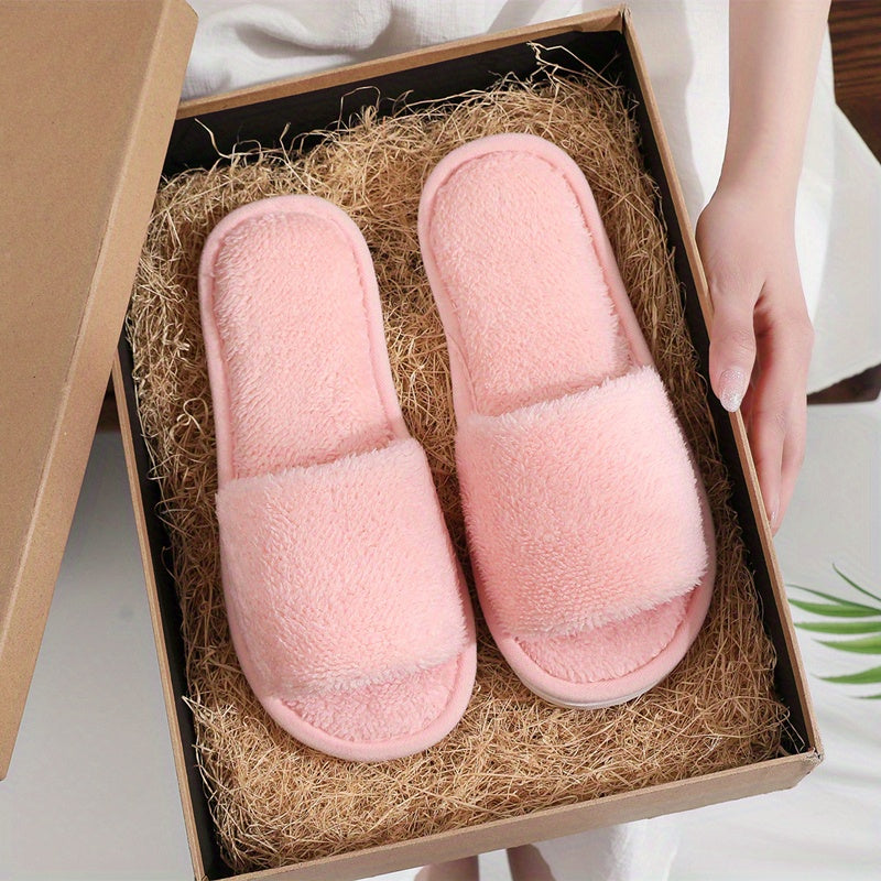 Women's Solid Slippers Comfortable Round Open Toe Slip On Shoes