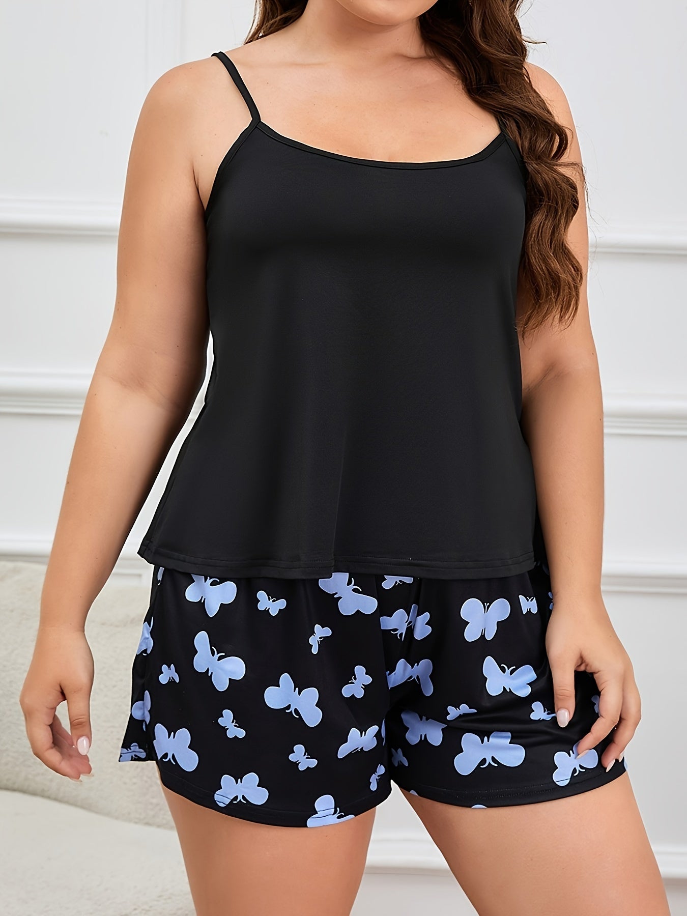  Butterfly Print Cami Top & Shorts Set