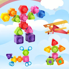 Colorful Screw & Nut Building Blocks Pink Green Yellow