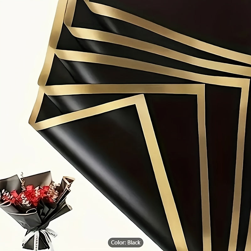 20pcs Waterproof Flower Art Golden Edge Paper Rose Flower Wrapping Paper