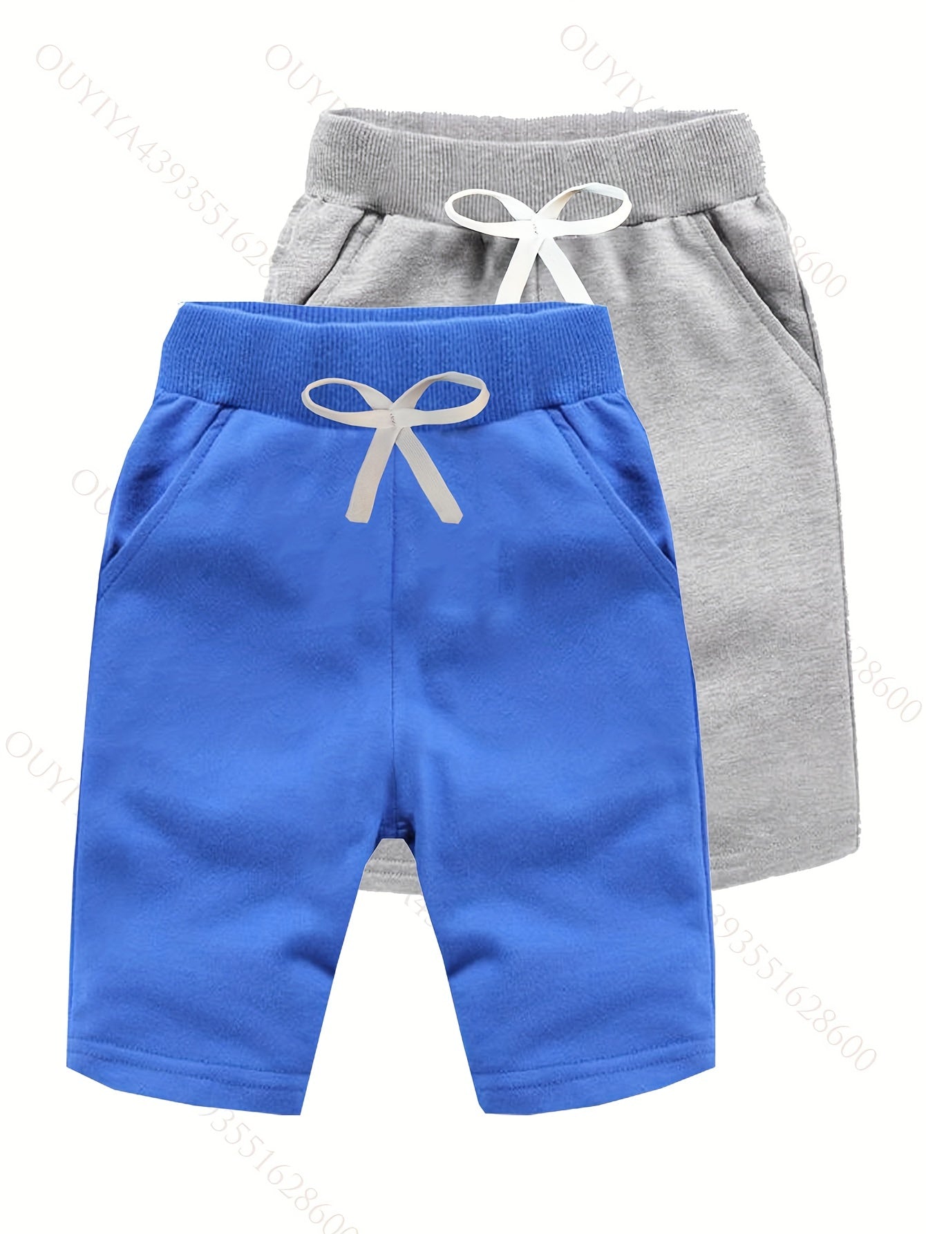 2pc Boys Solid Drawstring Shorts Quick-drying for Summer