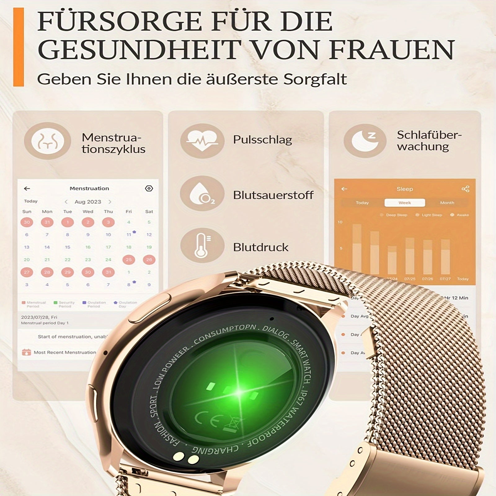 Smart Watch For Women 3 Compatible Calls IP68 Fitness Tracker