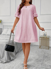  Eyelet Embroidered Ruffle Trim Sleep Dress