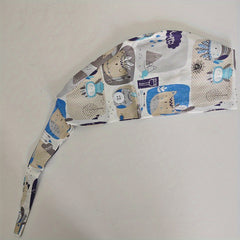Cartoon Print Nurse Hat Cotton Scrub Cap Button Working Hats