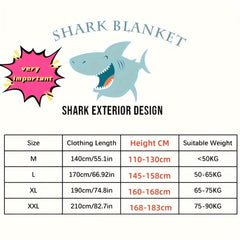 Shark Hoodie Sleeping Bag Pajamas Flannel Adult Soft Home