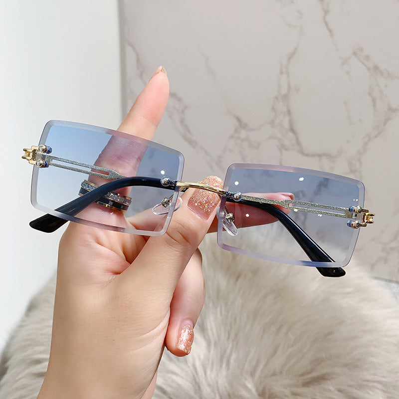 Rectangular Sunglasses Women's Rimless Glasses Y2K Holiday Accessories