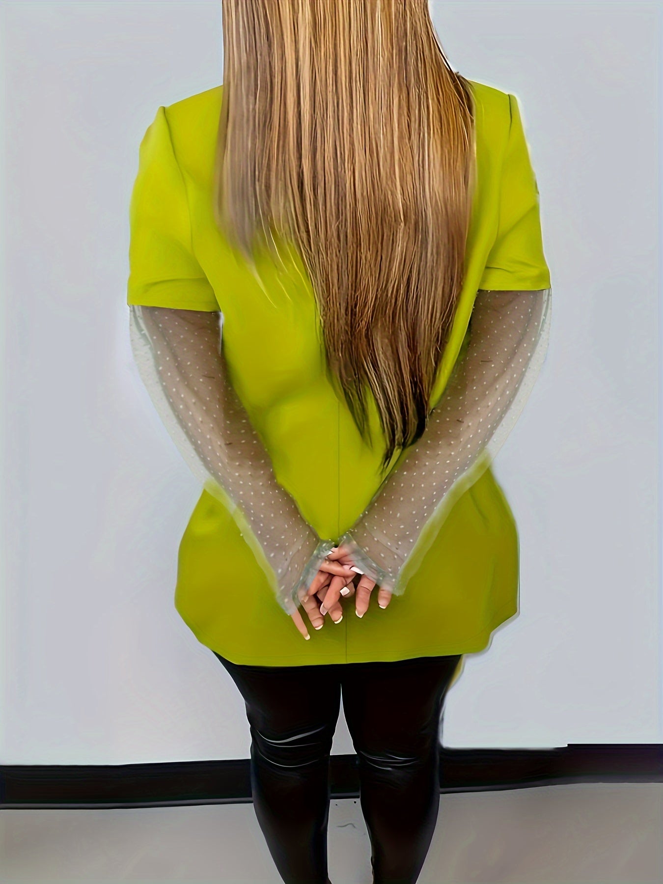  Contrast Mesh Long Sleeve Blazer
